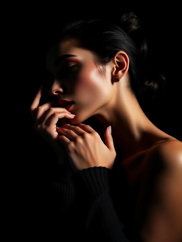 Side-profile cinematic chiaroscuro