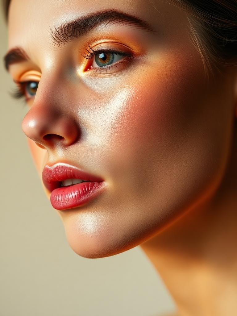 Beauty campaign close-up, glowing skin